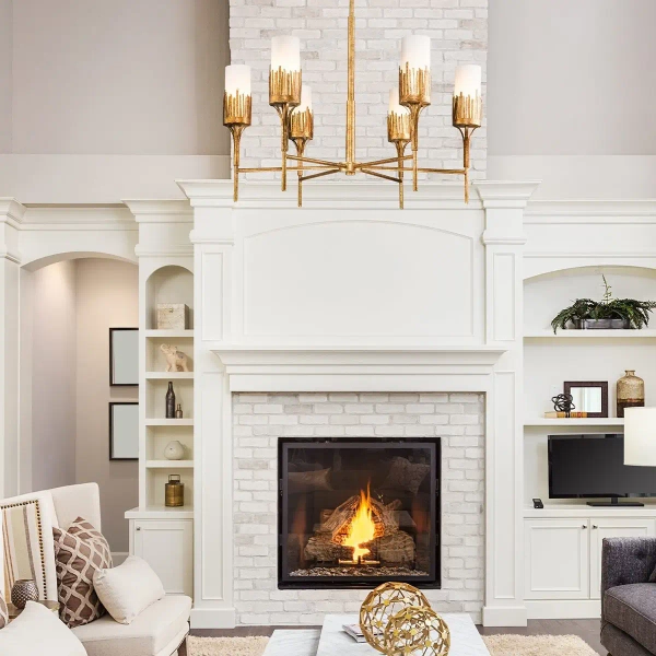 Żyrandol zwisający nad łóżko Sawgrass QN-SAWGRASS-6-DG-O do sypialni złoty