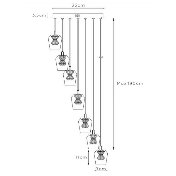 Lampa wisząca loftowa BERLIANE 00430/28/60 szklana czarna złota