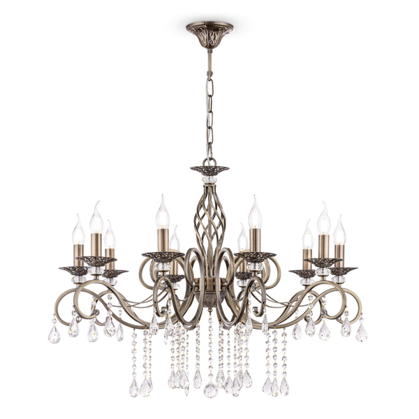 Żyrandol LAMPA wisząca GRACE RC247-PL-10-R Maytoni pałacowa OPRAWA świecznikowy ZWIS z kryształkami złoty