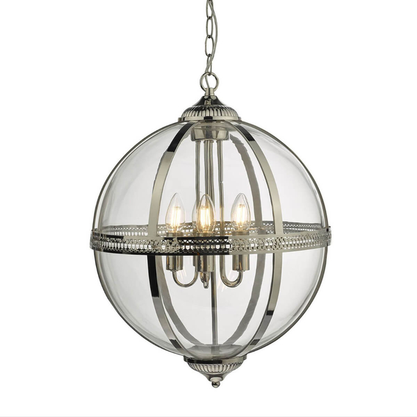 Wisząca lampa kula Vanessa VAN0538 Dar Lighting przezroczysta nikiel