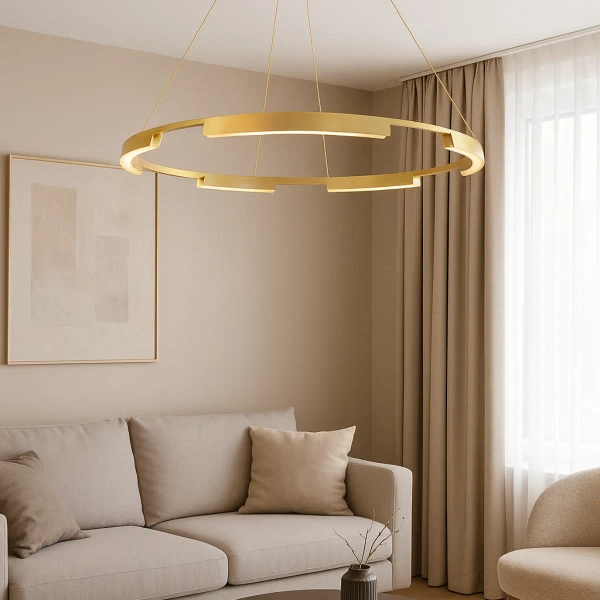 Ledowa lampa wisząca Tura LP-9786/1P 80cm GD LED 45W CCT pierścień złoty