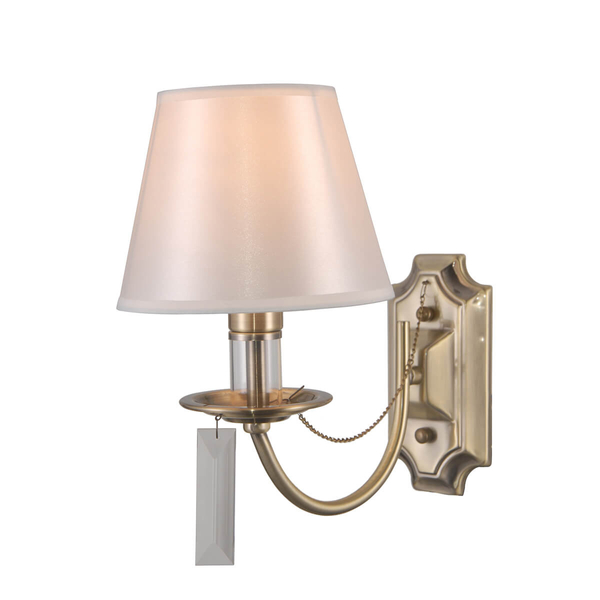 Klasyczna LAMPA ścienna SOLANA WL-28366-1 Italux abażurowa OPRAWA antyczny kinkiet brąz biały