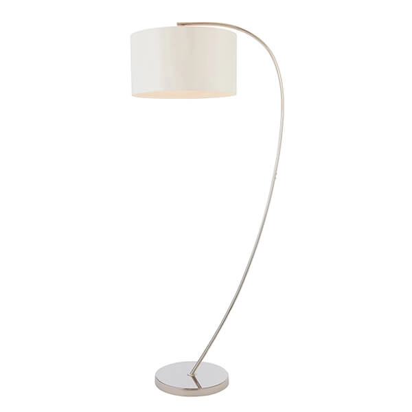 Lampa podłogowa Josephine 72388 Endon łukowa okrągły abażur biały nikiel