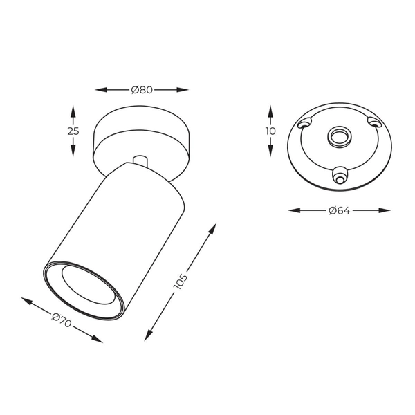 Lampa sufitowa z regulacją Tore TLS006-WH Zumaline tuba metal biały