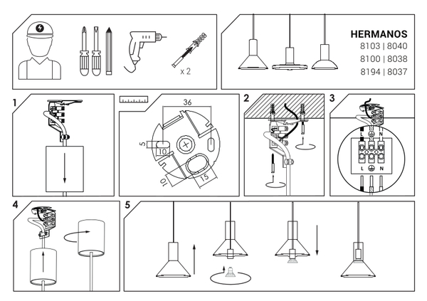 Minimalistyczna lampa wisząca Hermanos 8103 do przedpokoju czarna