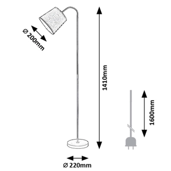 Sypialniana lampa stojąca Godric 6639 abażurowa na peszlu szara