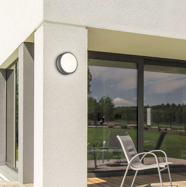 Zewnętrzna LAMPA sufitowa HAMBURG 8847 Rabalux okrągła OPRAWA elewacyjna LED 10W 4000K kinkiet outdoor IP44 grafitowy biały