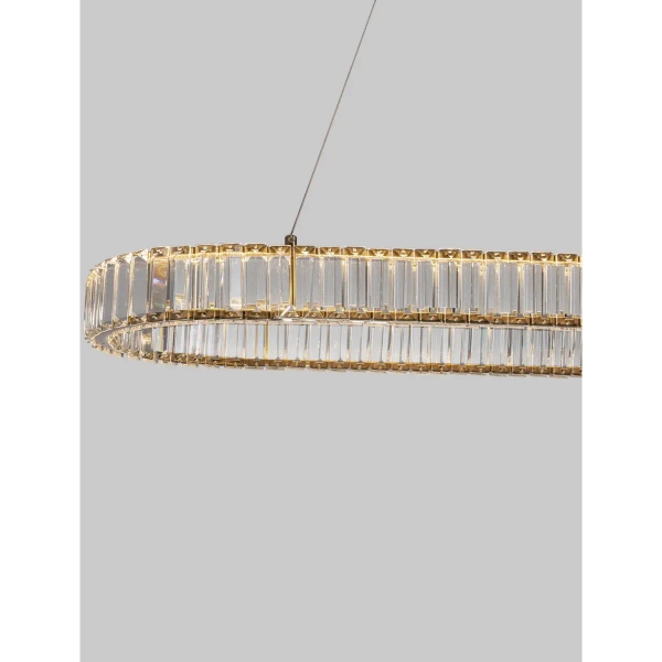 Owalna lampa wisząca Bauta crystal LED 48W 3500K glamour złota