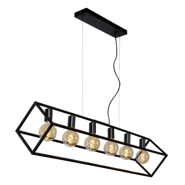 Wisząca lampa loftowa Fabian 00425/06/30 Lucide frame metalowa czarna
