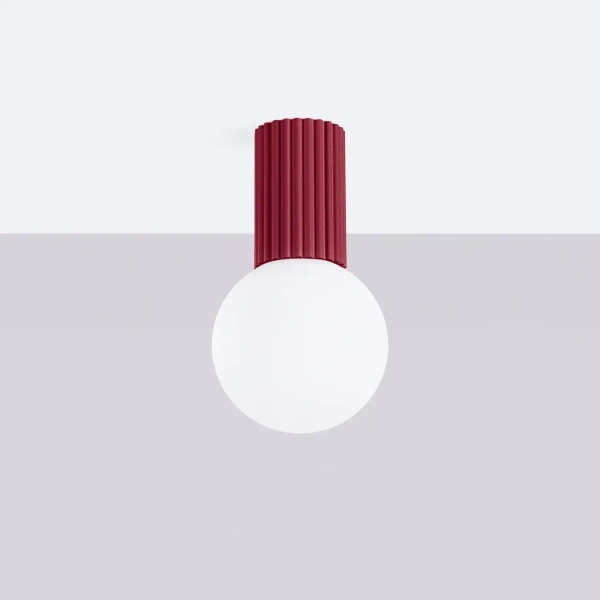 Okrągła lampa sufitowa HALO SL.1748 szklana kula IP44 biała burgundowa