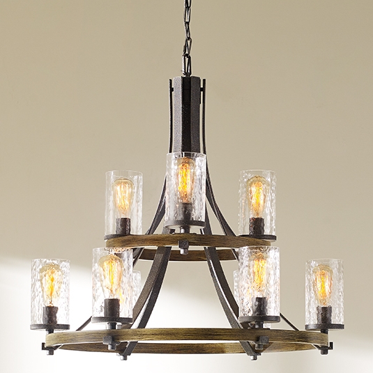 Industrialna lampa wisząca QN-ANGELO9 na łańcuchu czarna