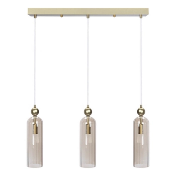 Potrójna lampa wisząca Regina 1240 szklane tuby złoty przydymiony brąz