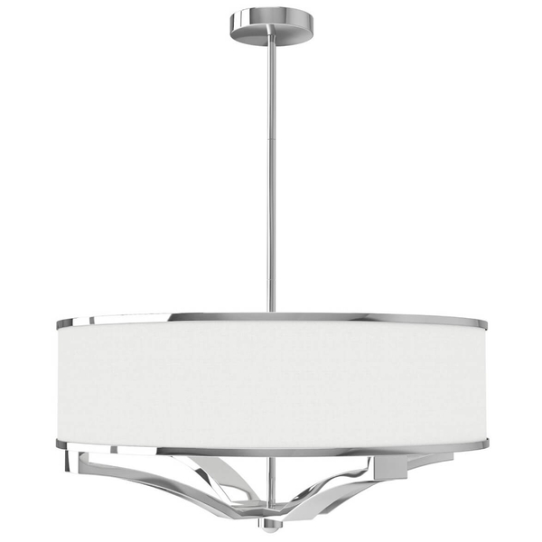 Klasyczna lampa wisząca Gerdo zwis abażurowy biały chrom