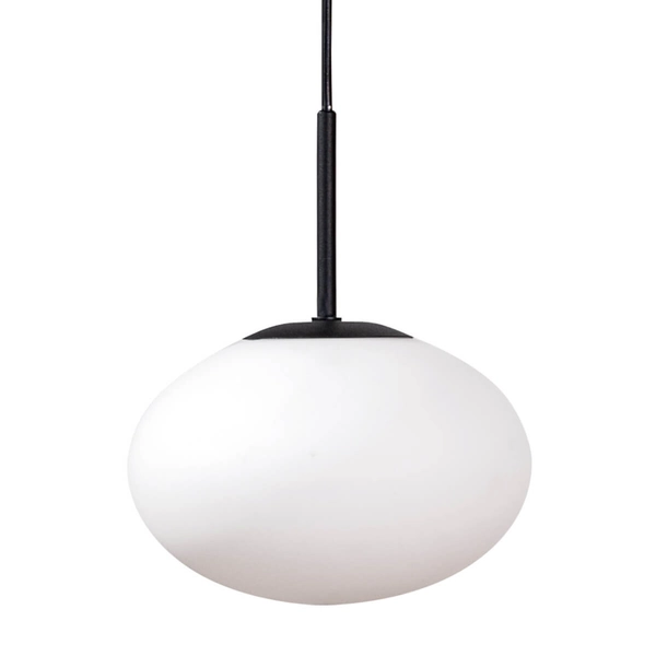 Salonowa lampa wisząca owalna Omi 1182 Zumaline szklana biała czarna