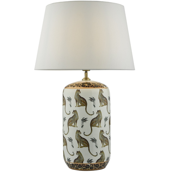 Ceramiczna lampa stołowa Tigris TIG422+PYR182 Dar Lighting pantera ecru