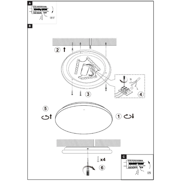 Plafon okrągły TARUG 41003-20 Globo LED 20W 3000K nad wyspę biały