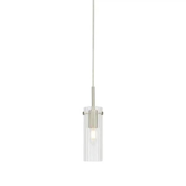 Szklana lampa zwisowa Tibia 109013 tubka żebrowana nikiel