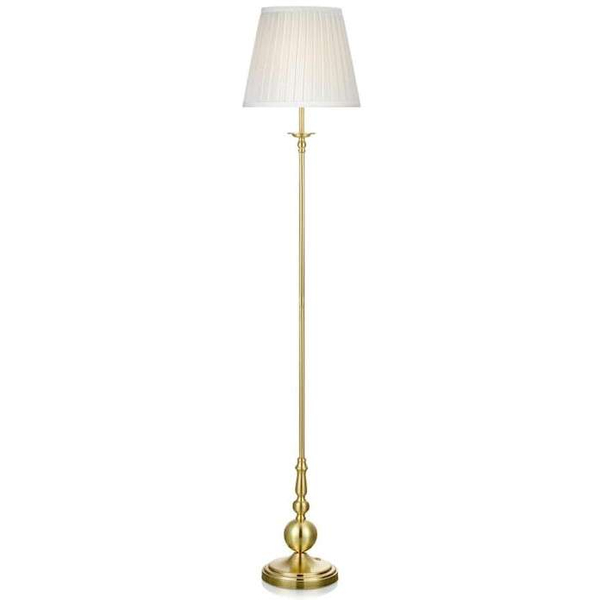 Klasyczna LAMPA podłogowa IMPERIA 106322 Markslojd abażurowa OPRAWA stojąca mosiądz biała