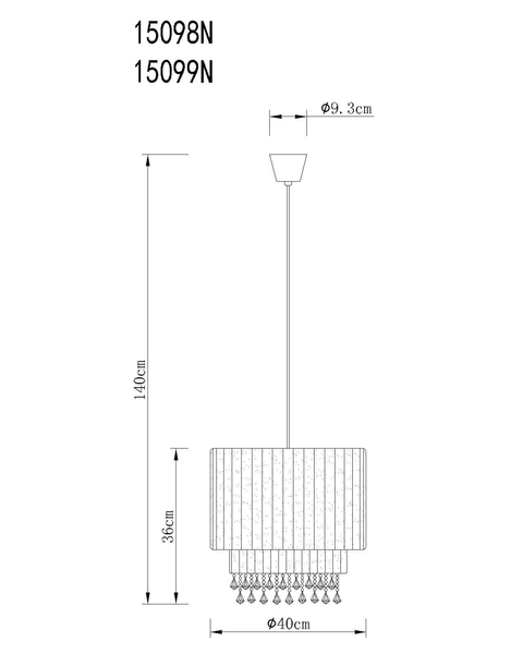 Wisząca lampa glamour Pyra 15099N z kryształkami czarna