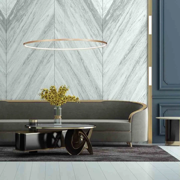 Pierścieniowa lampa wisząca SATURNO ML8863 ring do salonu złoty