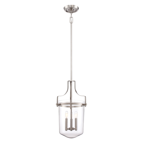 Lampa wisząca Penn Station QZ-PENN-STATION-M-BN Quoizel przezroczysta nikiel