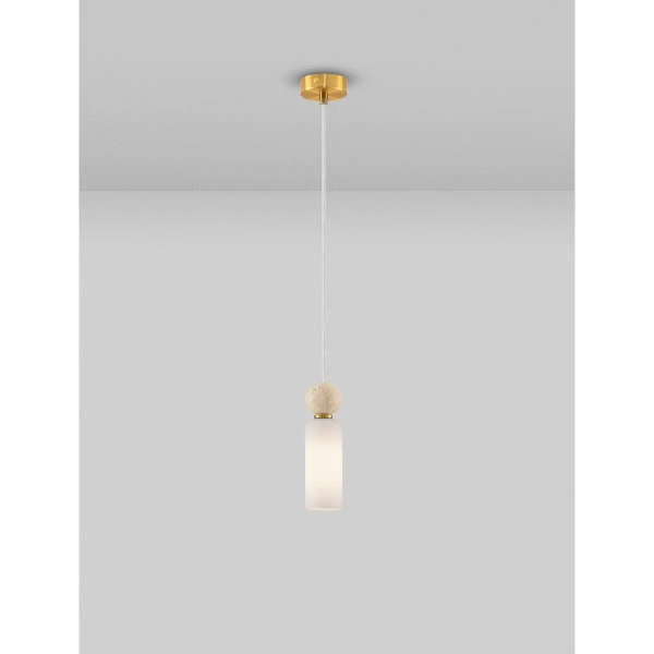 Lampa wisząca glamour CORVIZO LE45273 szklana metalowa biała złota