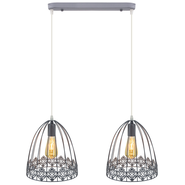 Druciana LAMPA wisząca Klatka 6802/2 ZWIS - 02 Elem metalowa OPRAWA klatki ZWIS loftowy szary