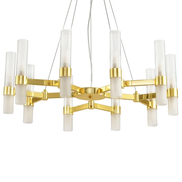 Salonowa lampa wisząca Candela DN1505-10 gold Step mleczne tuby złote