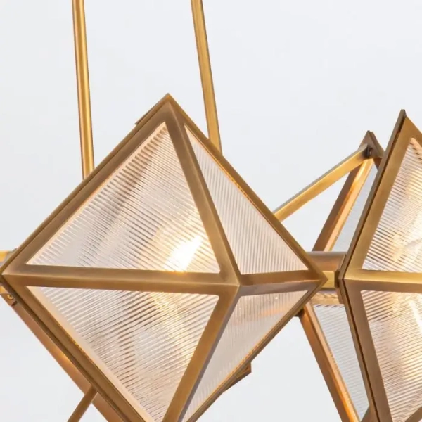 Szklany żyrandol Cairo QN-CAIRO8-VBS-CR geometryczny mosiądz antyczny