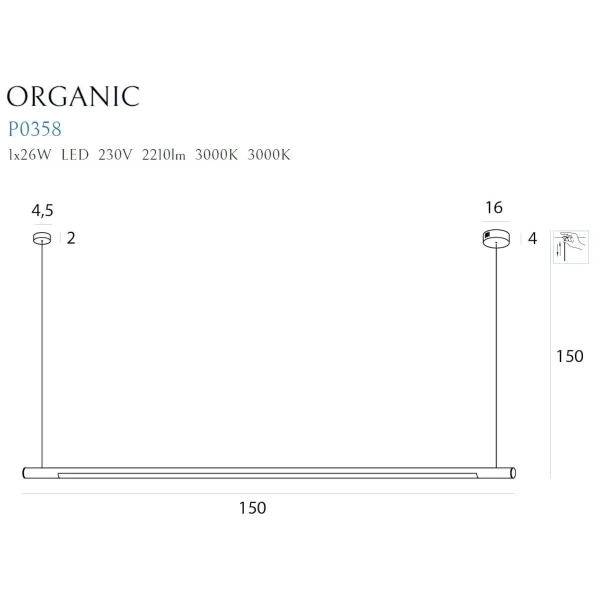 Loftowa LAMPA wisząca HORIZON P0358D Maxlight metalowa OPRAWA listwa LED 26W 3000K zwis czarny