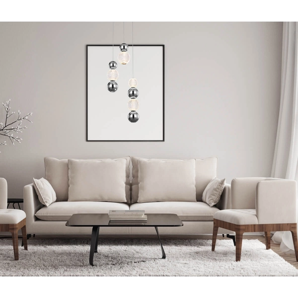 Kulista lampa wisząca Oter PND-83728-21W-3K-CH Italux LED 21W 3000K chrom przezroczysty