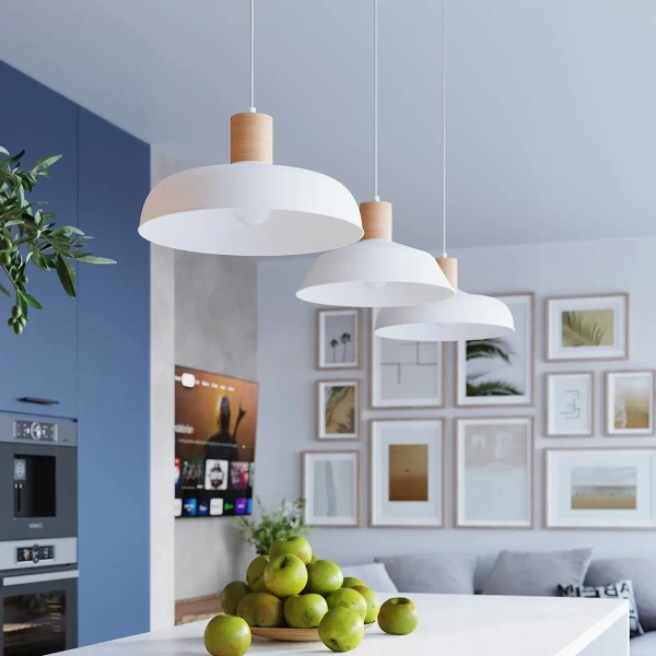 Lampa zwisająca kuchenna Fano SL.1321 Sollux kopuła metalowa biała