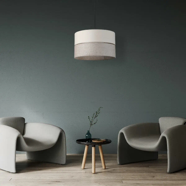 Lniana lampa zwisająca Eco 5773 tuba nad stół biały beżowy