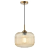 Szklana lampa wisząca do salonu Demarius DEM0106 bursztynowa