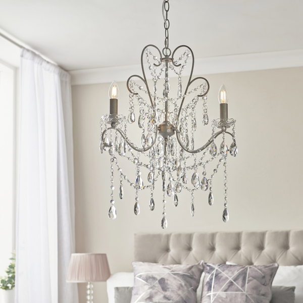 Żyrandol z kryształkami L&-195524 Light& pałacowy na łańcuchu srebrny