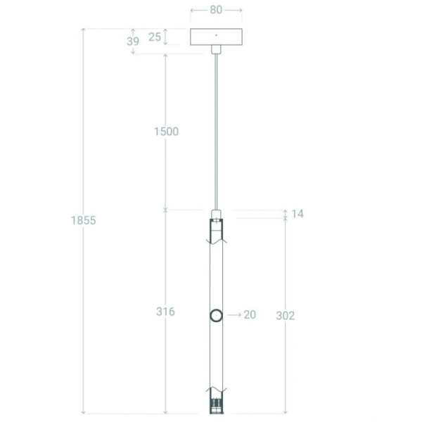 Zwieszana lampa tubka Spoti ABR-S2PO-Z Abruzzo LED 3W 3000K złoty