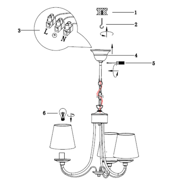 Żyrandol nad łóżko Cortez 110600331 biała lampa wisząca klasyczna
