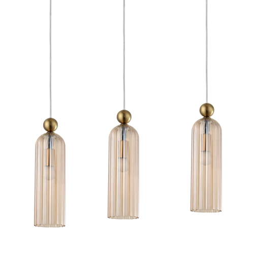 Trzypunktowy zwis Piega bursztynowa szklana lampa do salonu