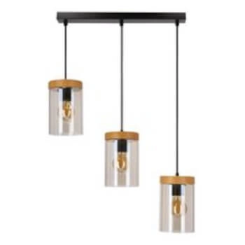 Lampa wisząca Wels 33-22004 szklana przydymiony drewniany czarny