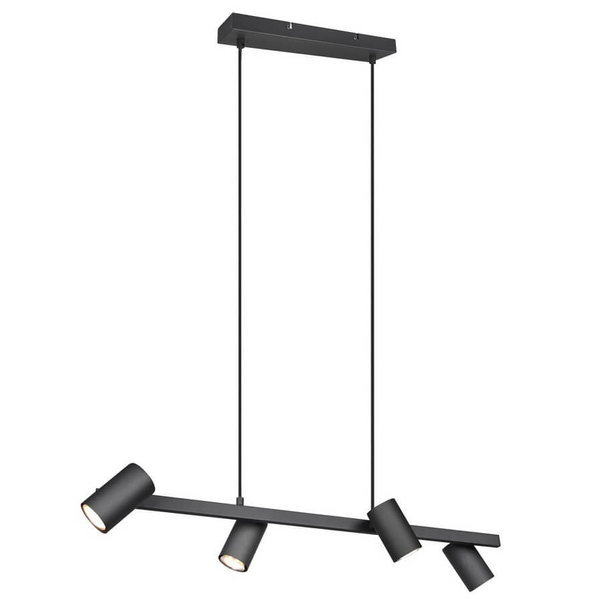 Wisząca lampa loftowa VANTOS DL432302400 Trio regulowana tubki czarny