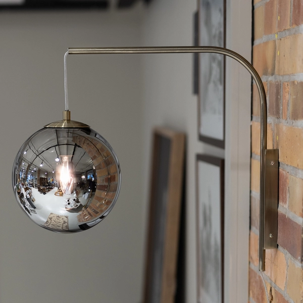 Szklana lampa ścienna Dione 108419 Markslojd kula ball przydymiona