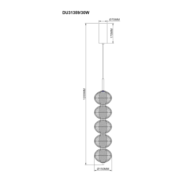 Zwisająca lampa kulista Galatea DU31359/30W LED 30W 3000-6500K złoty