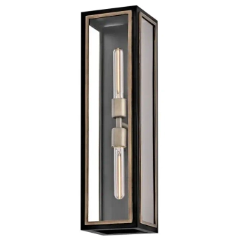Ogrodowa lampa ścienna Shaw QN-SHAW-2M-BK prostokąt IP44 czarny brąz