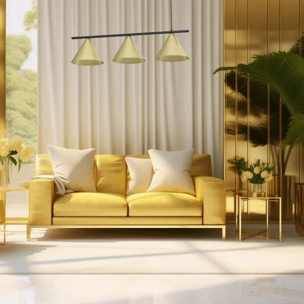 Potrójna lampa wisząca CAPITAL MLP0937 stożki do jadalni czarno złoty