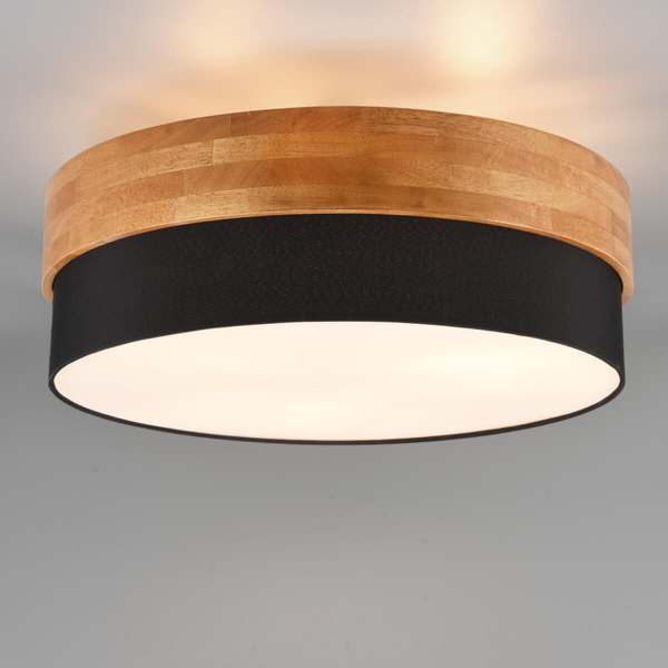 Okrągła lampa sufitowa SEASONS 611500302 Trio do sypialni czarny drewniany