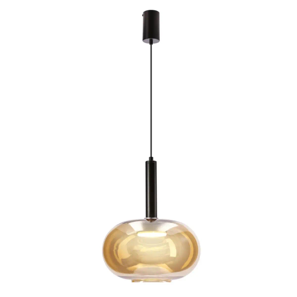 Szklana wisząca lampa BUENO złota czarna 31-50465 1xGx53 owalna nad stół
