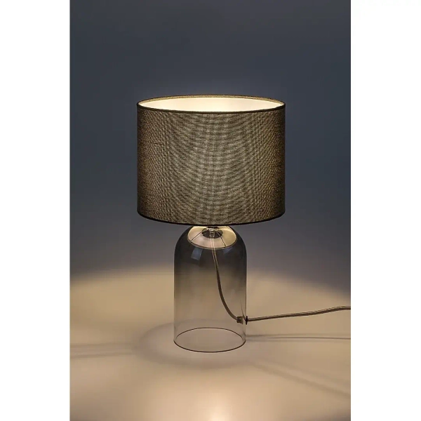 Designerska lampa na stolik Luxin 74047 na kablu szklana szary