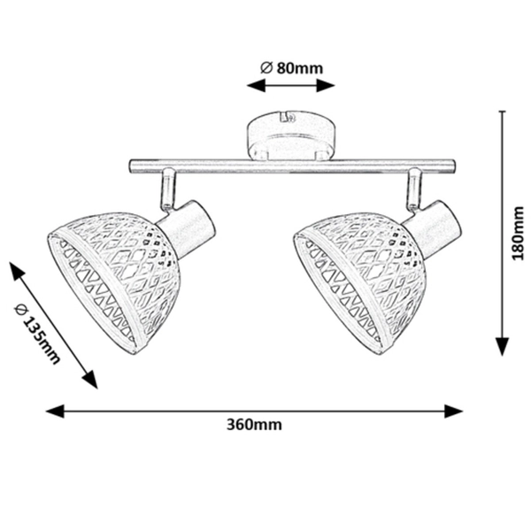 Ażurowa lampa reflektorowa Rattan 3134 plafon do przedpokoju brązowy