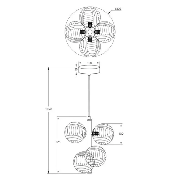 Kulista lampa sufitowa Sogno ABR-LWS-4XG9 szklana bursztynowa