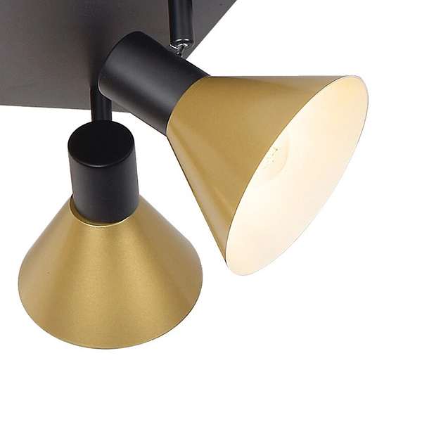 Sufitowa lampa kwadratowa Alvaro 3159 ruchome reflektorki czarne złote